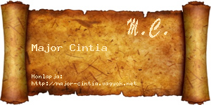 Major Cintia névjegykártya